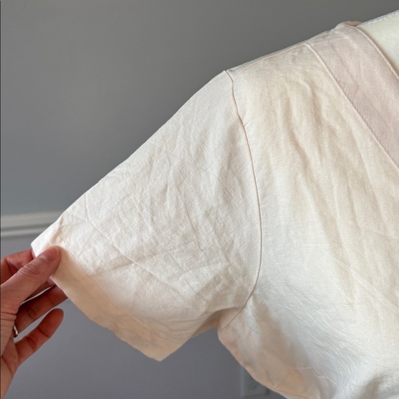 Pact Cream Button-Down Midi Dress Organic Cotton Linen Sz M Chic Cottagecore - Picture 4 of 12